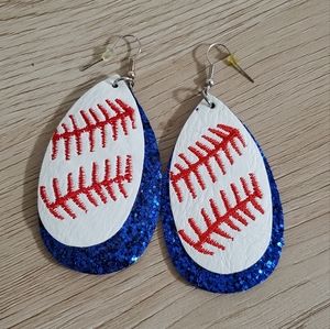 **SALE** Glitter Baseball Earrings